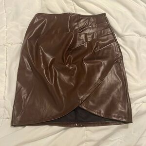 Windsor - Faux leather brown mini skirt